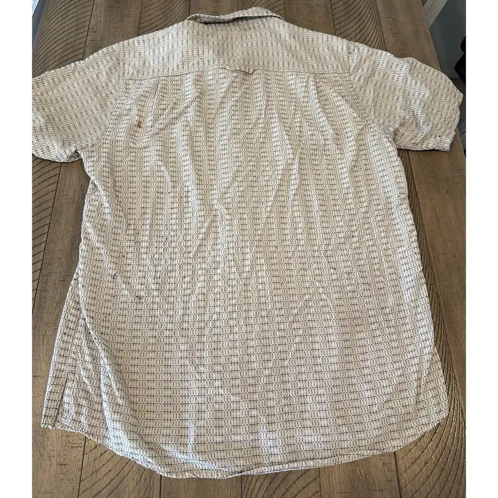The North Face Men's Medium Short Sleeve Button Down Shirt Beige Check Pattern